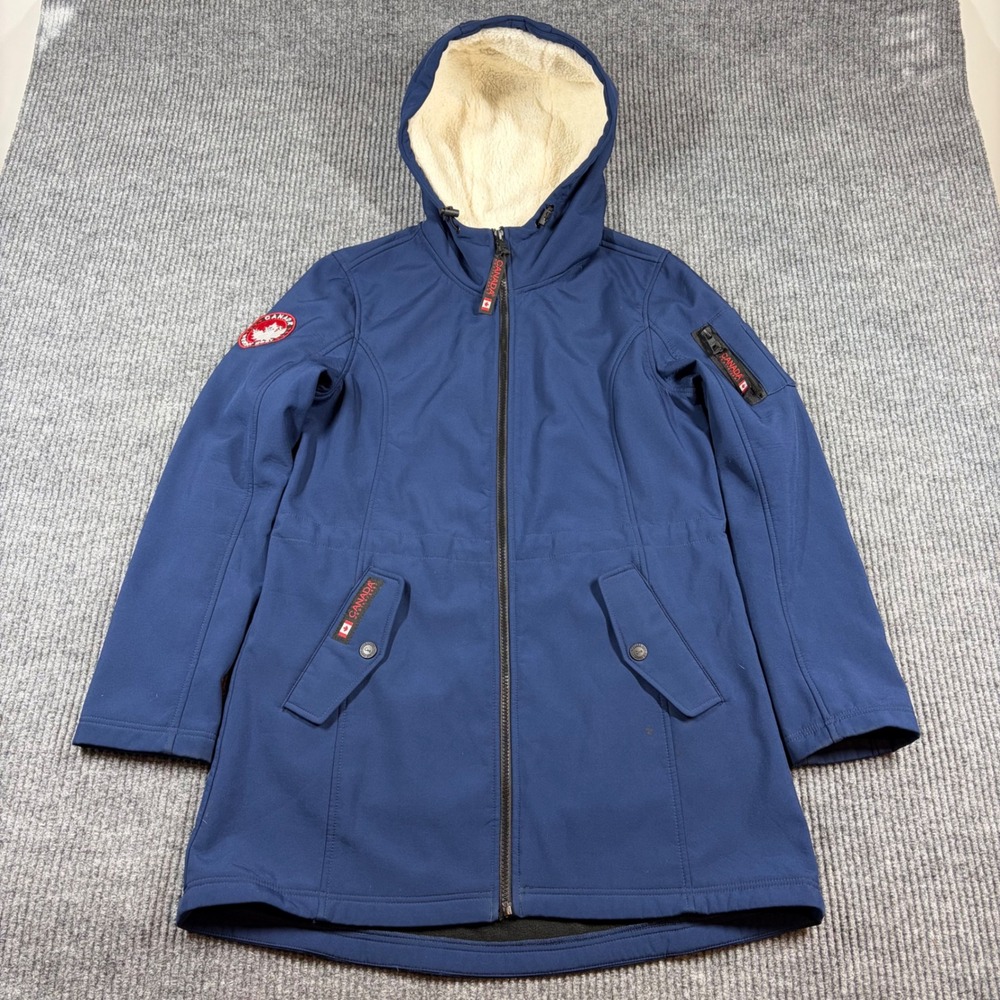 Canada‎ Weathergear Jacket Women's S Blue Softshell Sherpa Lined Hooded Ski